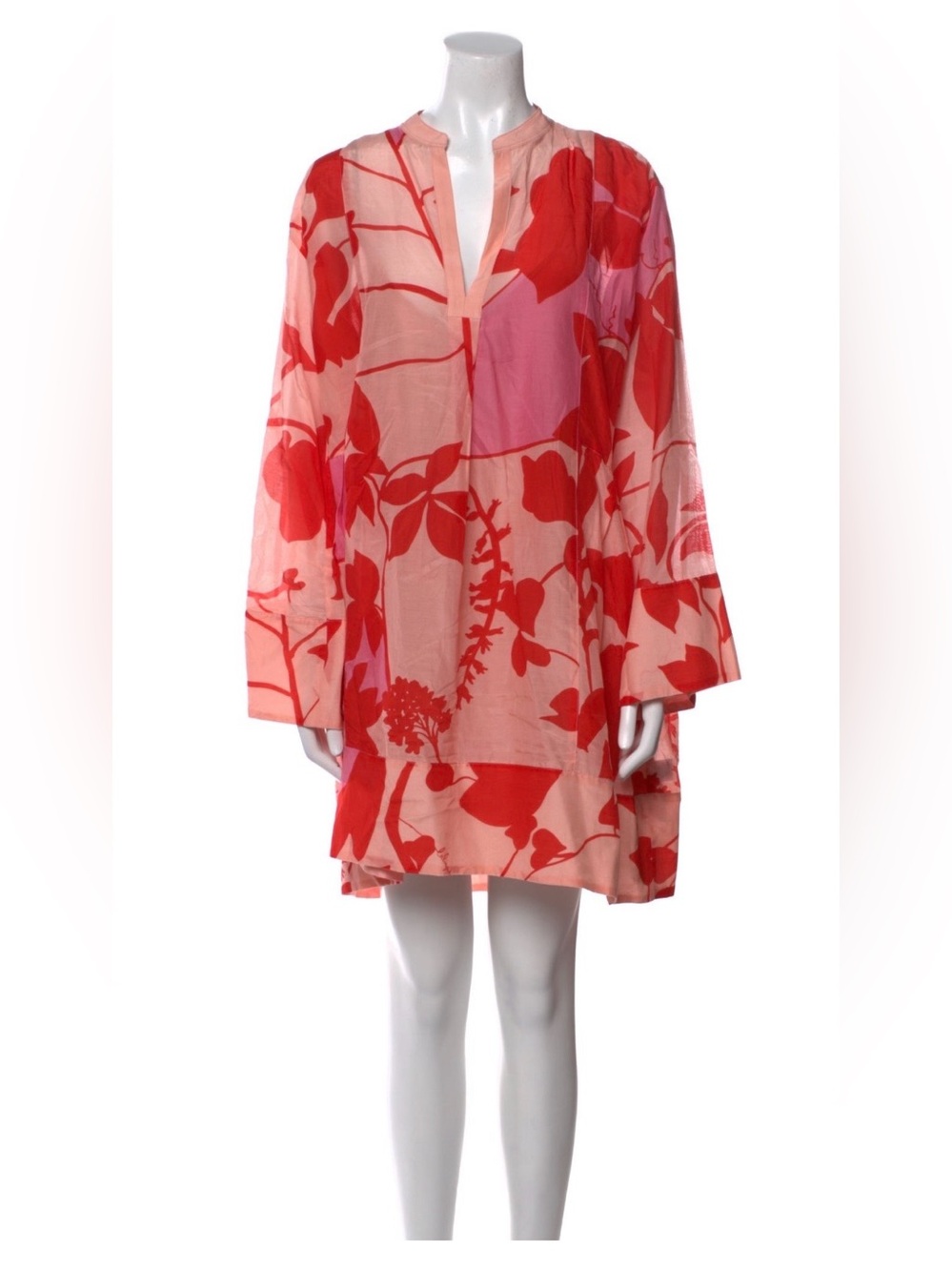 La Ligne Pink Dress with Red Floral Print